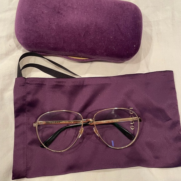 Gucci Gold Oversized Aviator Eyeglasses frames - Picture 2 of 9